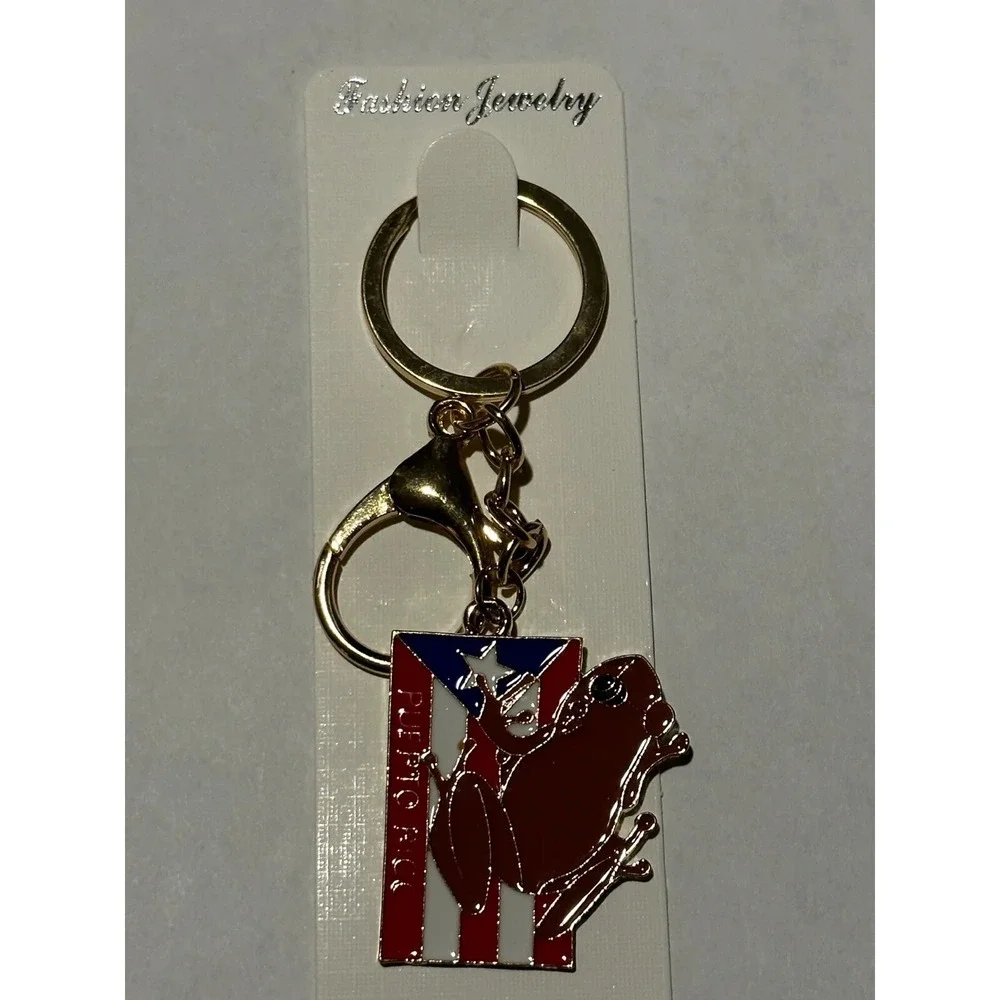 Puerto Rico Flag Keychain Variety Enamel Coqui Bongo Island Souvenir Multicolor